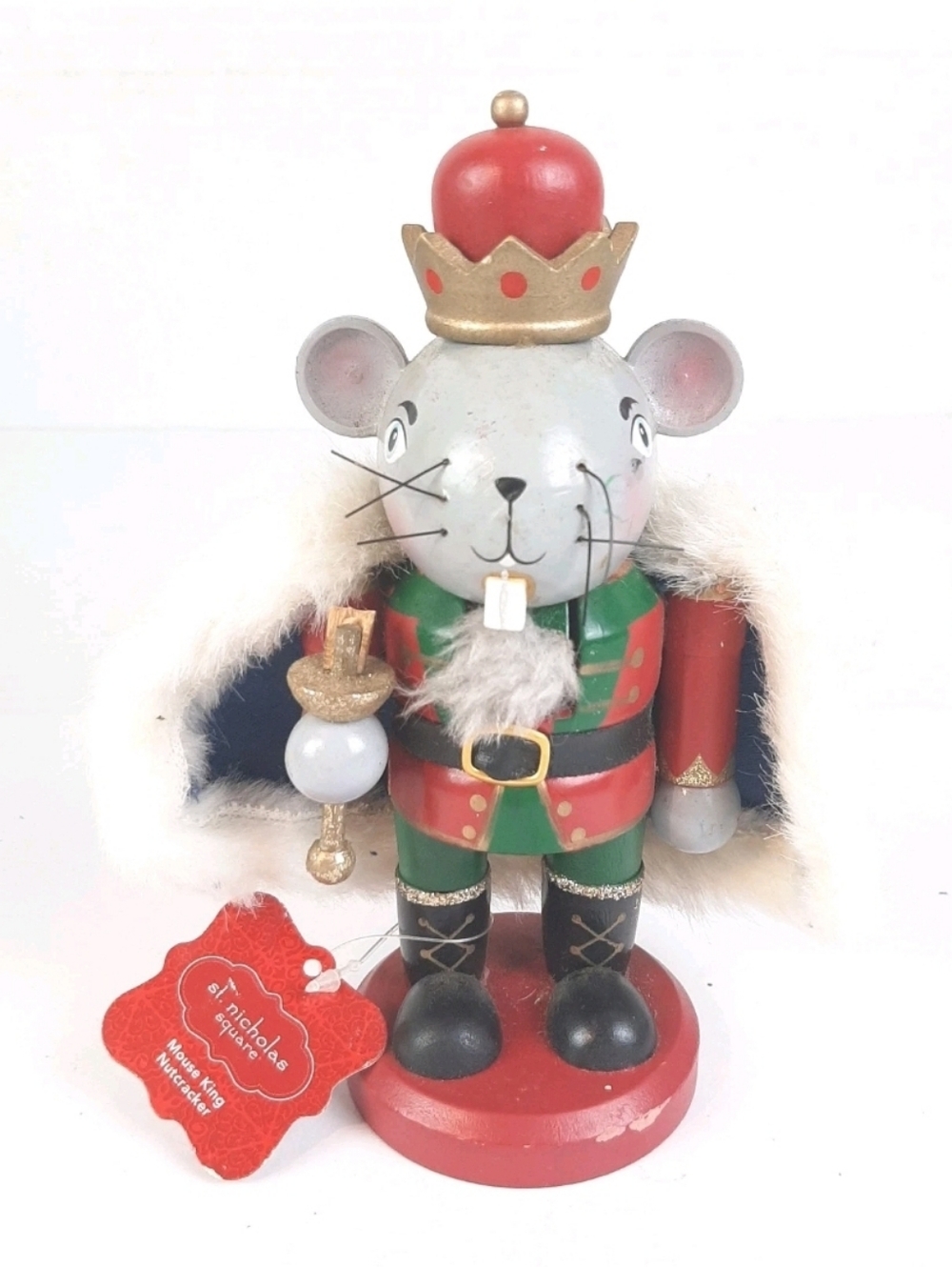 Read 1st St Nicholas Square Wooden Mouse King 6½" Christmas Nutcracker
